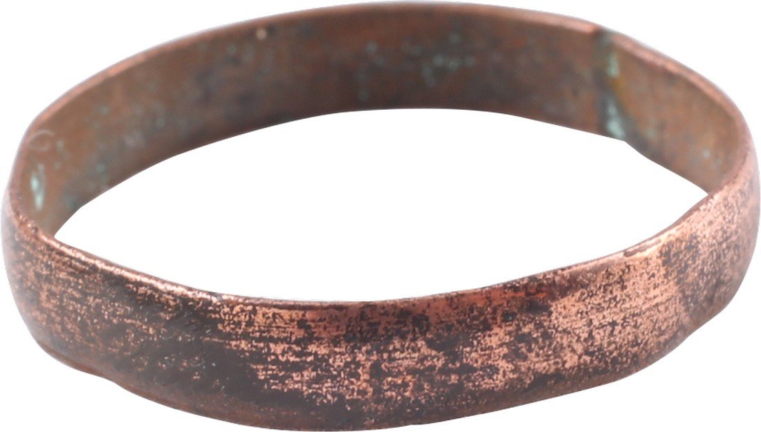 Copper Viking Woman's Wedding Ring, 9th-10th C: Item: Viking Woman's Wedding Ring Date: 9th-10th Century Material: Copper Ring Size: US 4 Pure copper is very unusual as it was virtually always alloyed with tin or zinc to make bronze or brass. Vikin