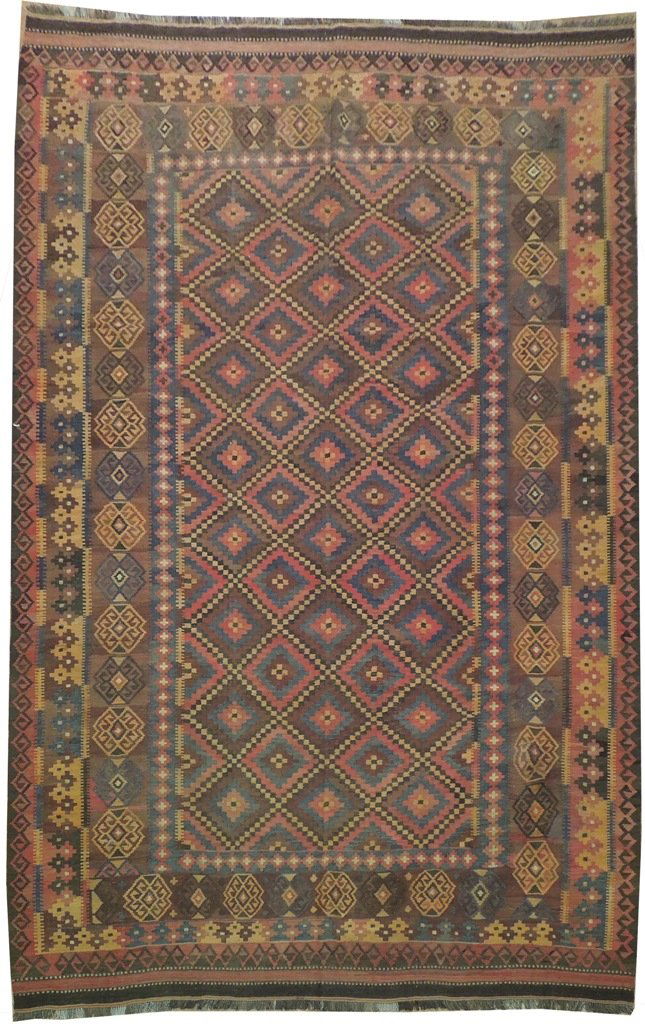 Antique Flat Weave Wool Kilim Rug, 7x12 (1 of 6)