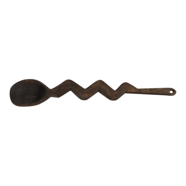 20th C Zigzag Wood Ladle (1 of 2)