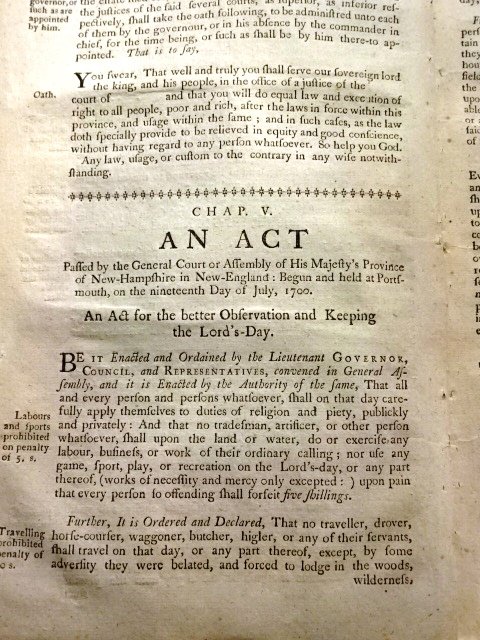 1771 Colonial Acts Observance of Lord's-Day & Adultery (1 of 2)