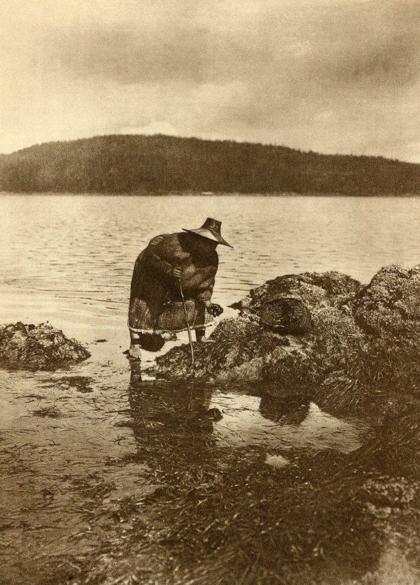 Edward S. Curtis: Gathering Abalones Nakoaktok: Gravure Title: Gathering Abalones Nakoaktok Artist: Edward S. Curtis Medium: Photogravure Date: 1973 Printer: C J Bucher, Switzerland - from the original (early 1900s) photogravure plates Size: 7.5 x 