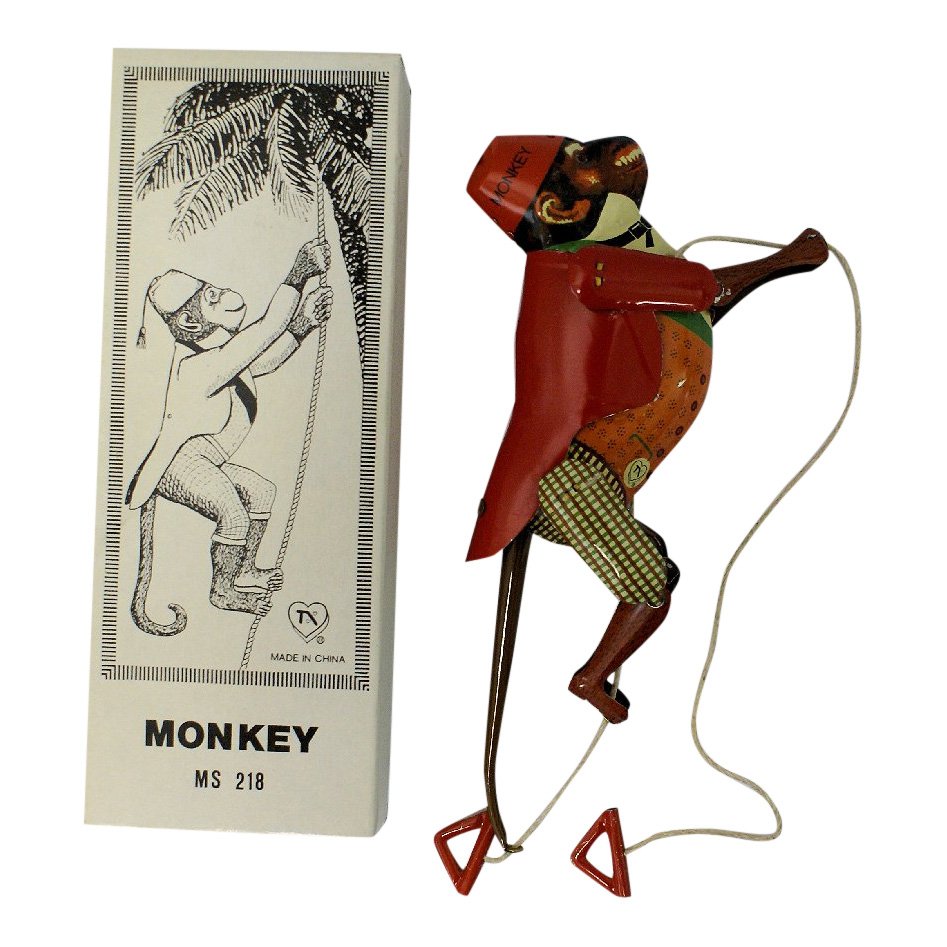 Vintage Tin Climbing Monkey Toy (1 of 1)