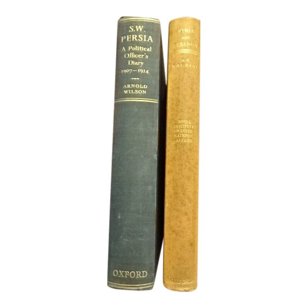 2 Books: Persia Syria Lebanon: Two Books: Title: SW Persia. A Political Officer’s Diary 1907-1914 Author: Sir Arnold Wilson Publisher: Oxford University Press Date: 1941 Pages: 305 Size: 5.75 x 8.75 inches Title: Syria and Lebano