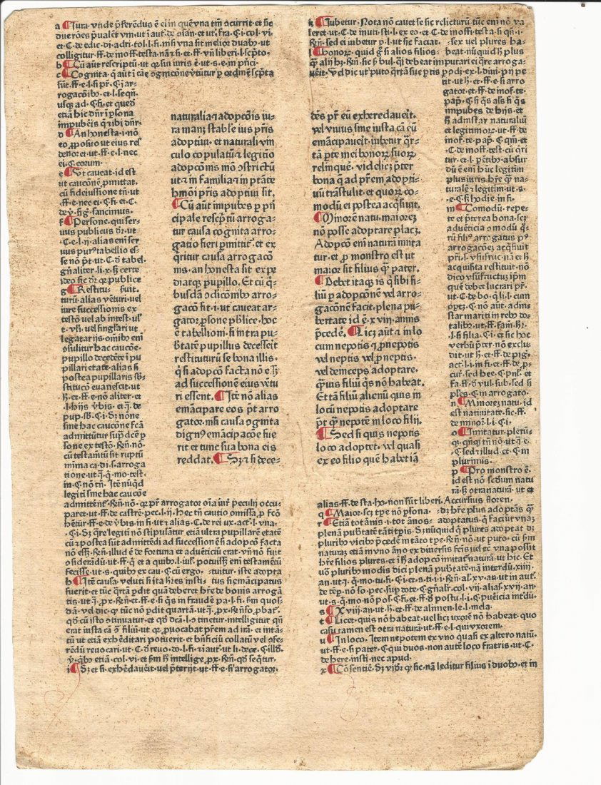 Leaf from Justinianus' Institutiones 1476 (1 of 2)
