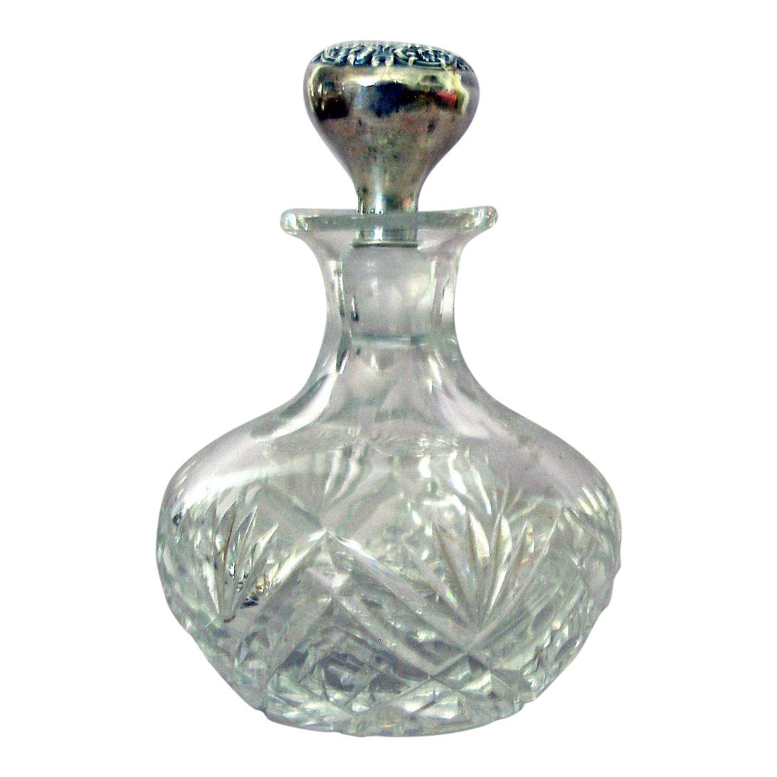 Sterling Lidded Glass Crystal Cologne/Perfume Bottle (1 of 5)
