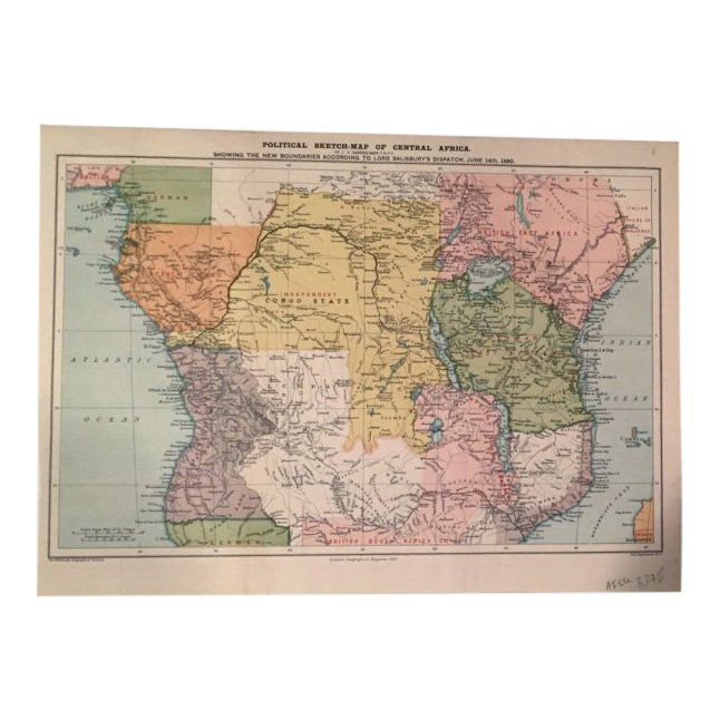 Political Sketch-Map of Central Africa: Domestic: Free Shipping Map Title: Political Sketch-Map of Central Africa Maker: Scottish Geographical Society Date: 1890 Medium: Steelplate engraving brightly colored. Size: 15x9.75 inches. The map i