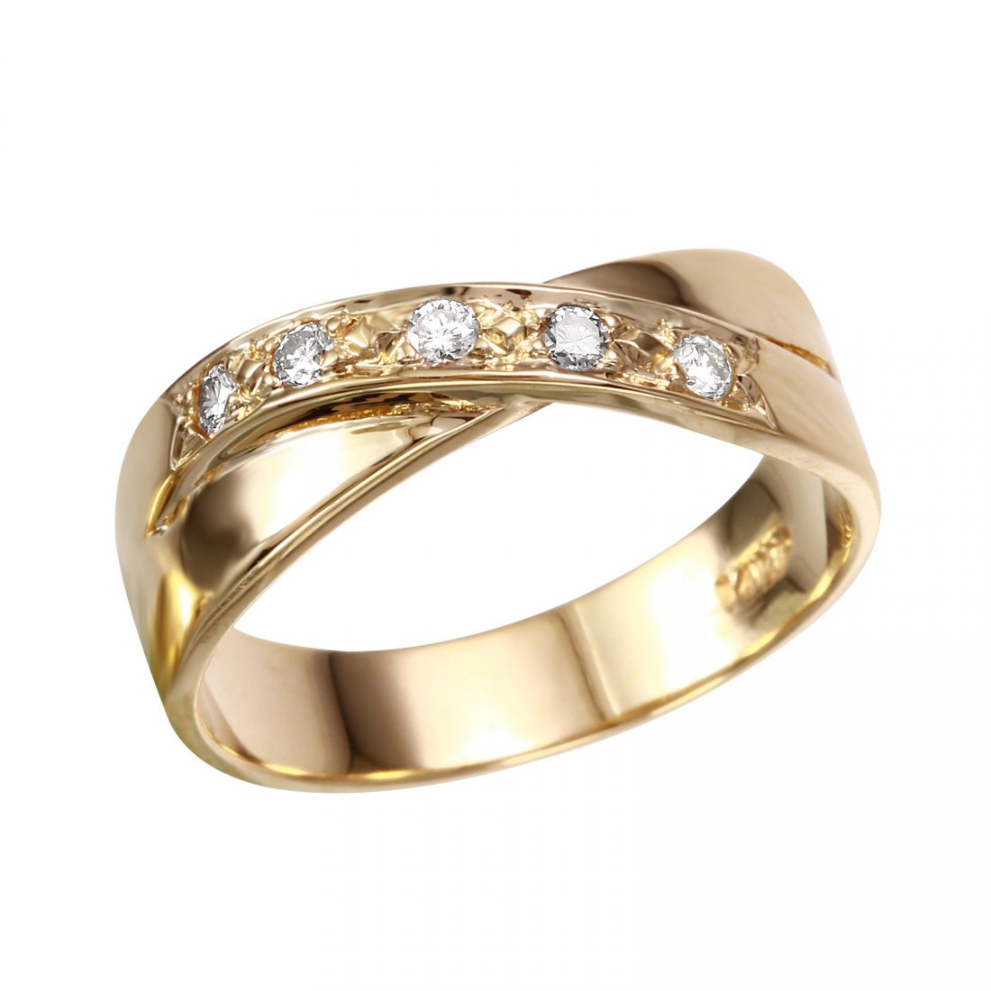 14K Yellow Gold Diamond Crossover Ring, 0.10 ctw (1 of 3)