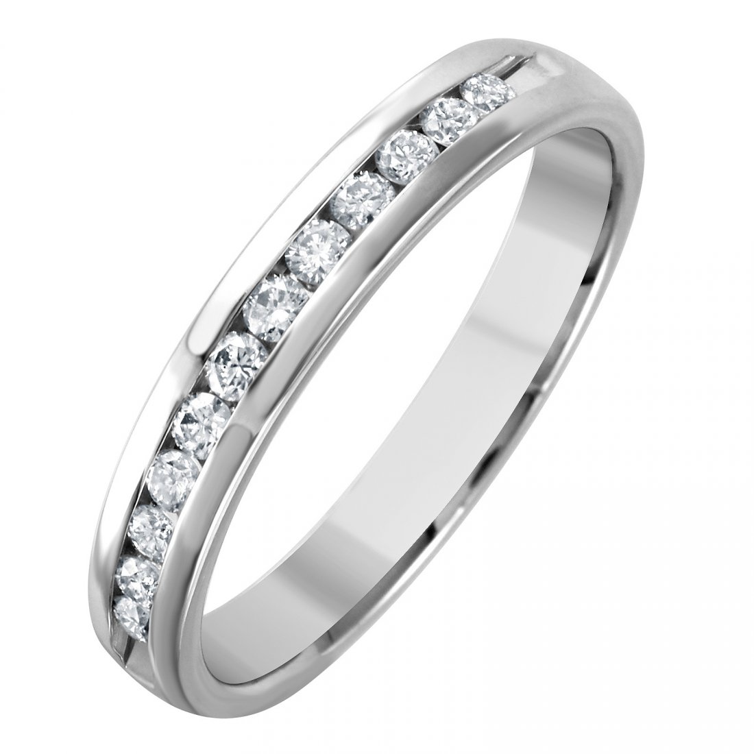 14K White Gold Diamond Wedding Band, 0.2 ctw: Domestic: Free Shipping Item: 14K white gold diamond wedding band Metal: 14K white gold Diamonds: Twelve round brilliant cut diamonds Weight: 0.20ctw Total Ring Weight: 2.53 grams Ring Size: 6 No Rese
