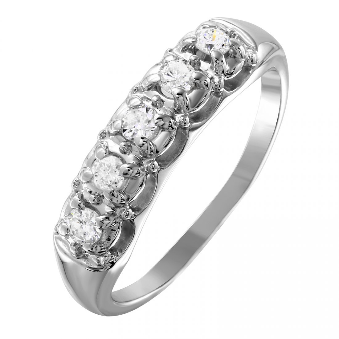 14K White Gold Diamond Wedding Band (1 of 3)