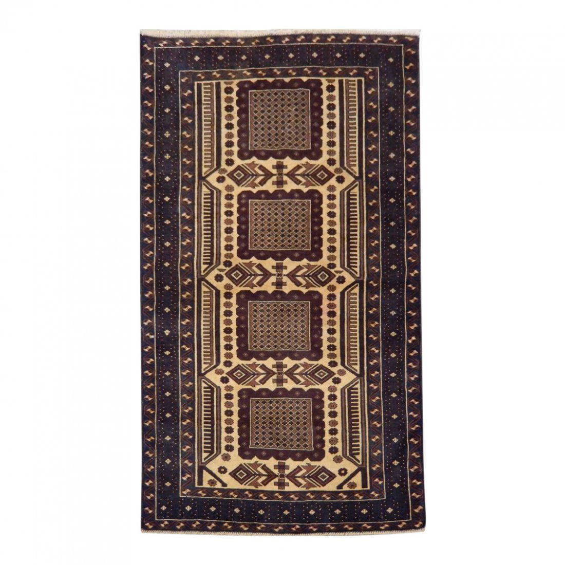 Persian Baluch Heart Tribal Rug 3.7x6.4 (1 of 6)