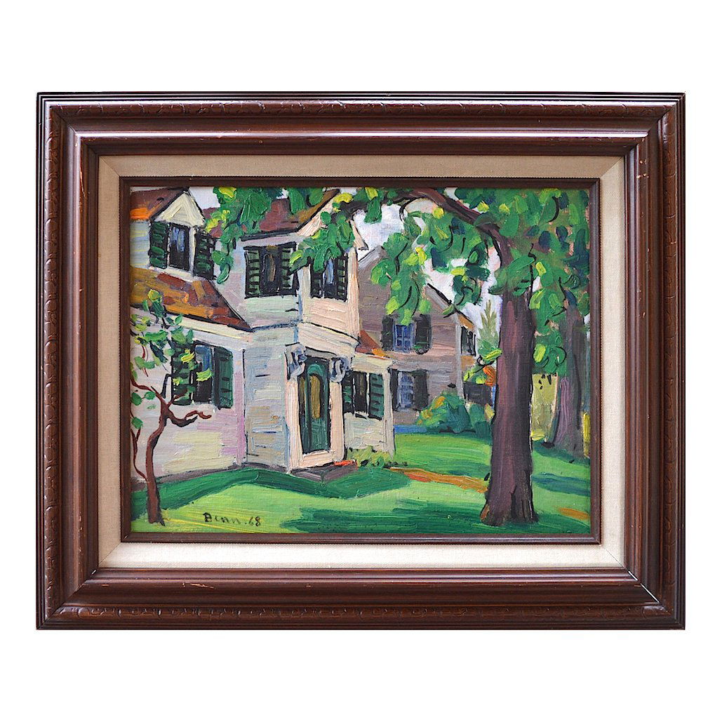 Ben Benn: House, 1968: Subject: House Artist: Ben Benn Date: 1968 Medium: Oil on cardboard Size: 12 x 16 inches Signed by the artist on bottom left No Reserve: This lot starts at $1 and has no reserve as a courtesy so that