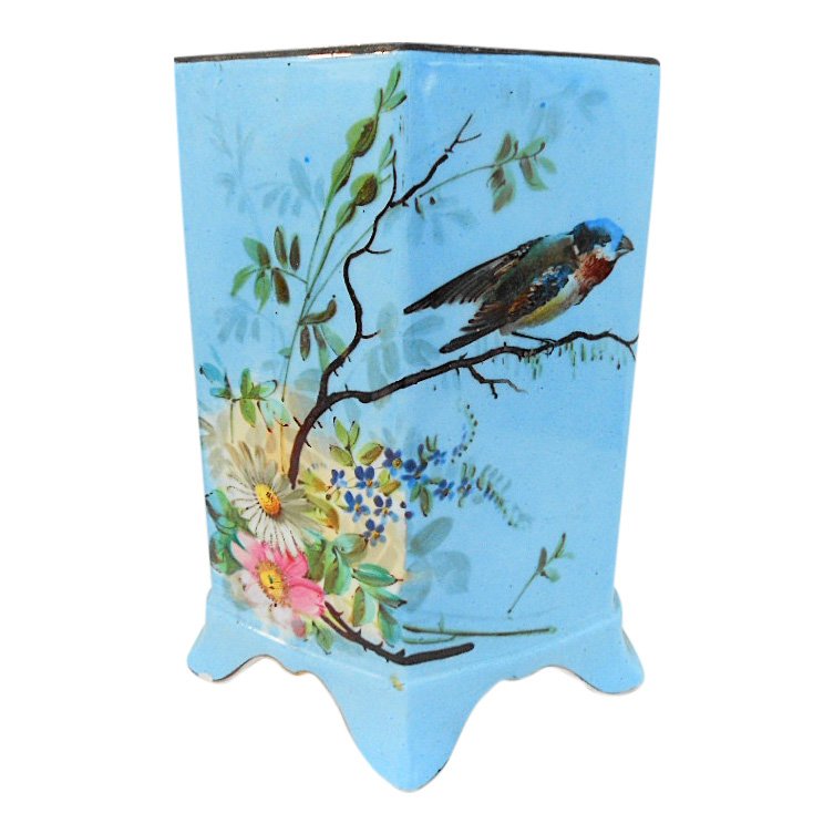 French Antique Porcelain Hand Painted Bird Floral Vase (1 of 8)