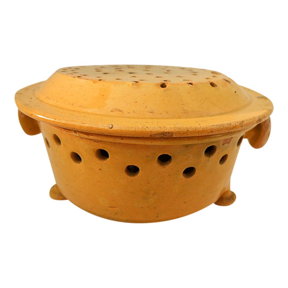 French Antique Glazed Stoneware Faisselle Cheese Mold (1 of 7)