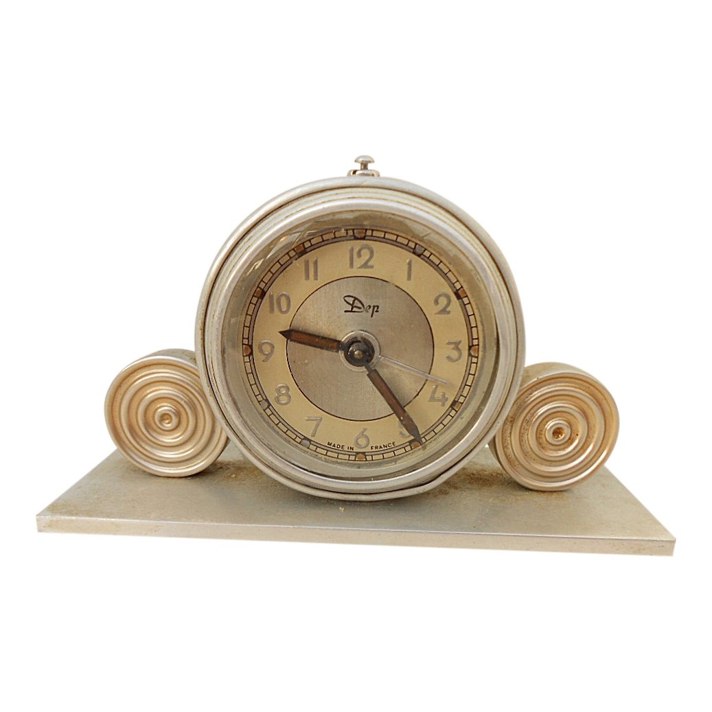 French Dep Art Deco Aluminum Alarm Clock (1 of 6)