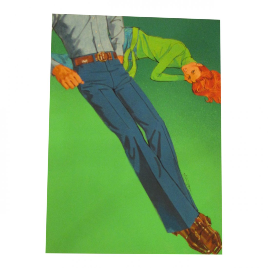 Thompson: Blue Slacks Watercolor: Title: Blue Slacks Artist: Thompson Medium: Watercolor Size: 22.25 x 17.5 inches Signed by artist No Reserve: This lot starts at $1 and has no reserve as a courtesy so that collectors can determine th