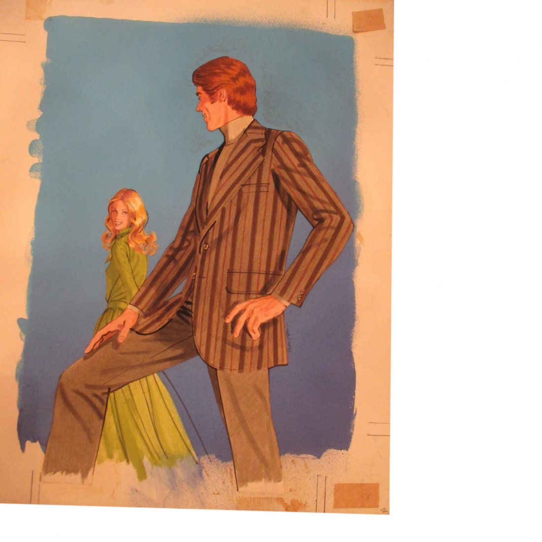 Thompson: Brown Stripe Jacket Watercolor: Title: Brown Stripe Jacket Artist: Thompson Medium: Watercolor Size: 17.5 x 22.75 inches Signed by artist No Reserve: This lot starts at $1 and has no reserve as a courtesy so that collectors can dete