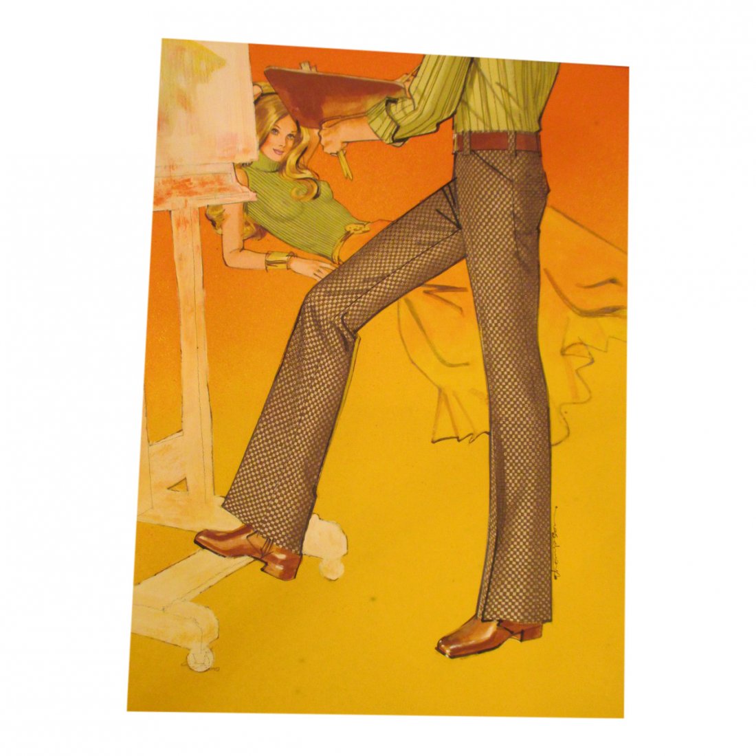 Thompson: Checkered Slacks: Title: Checkered Slacks Artist: Thompson Medium: Watercolor Size: 17.5 x 22.75 inches Signed by artist No Reserve: This lot starts at $1 and has no reserve as a courtesy so that collectors can determi
