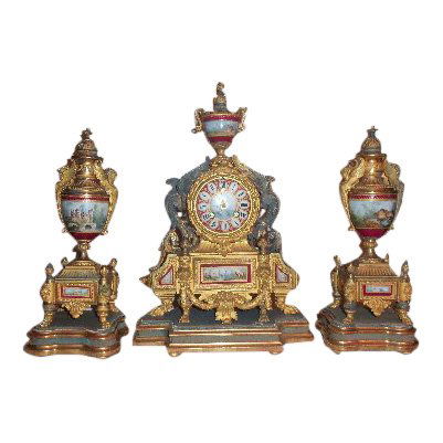 P.H. Mourley French Gilt Clock Set 1871 (1 of 9)