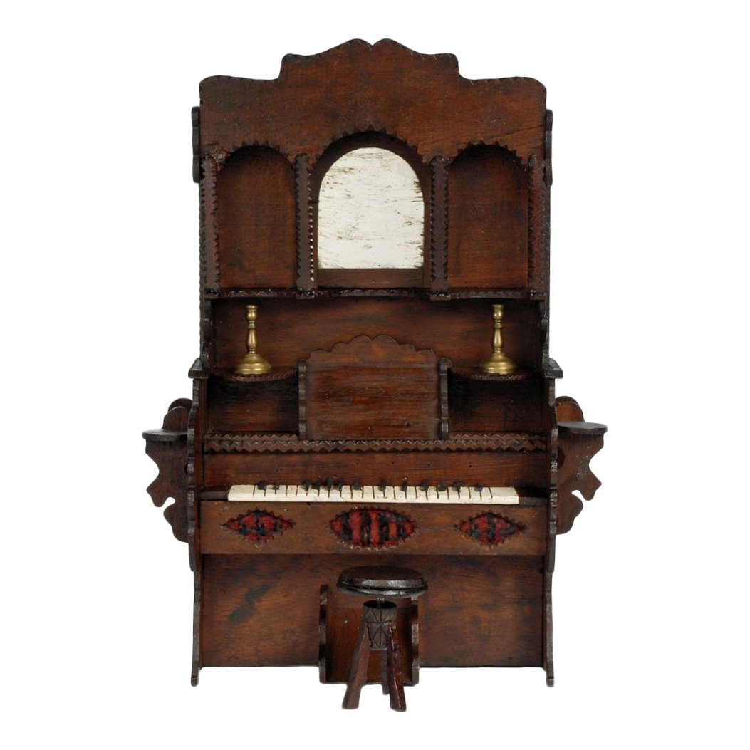 Early 20th C Handmade Tramp Art Organ with Stool (1 of 6)