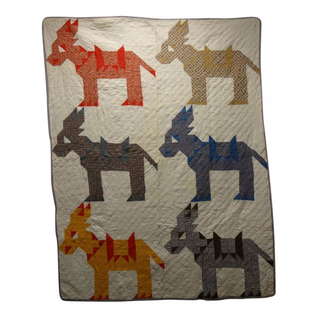 20th C Democratic Donkey Pieced Quilt