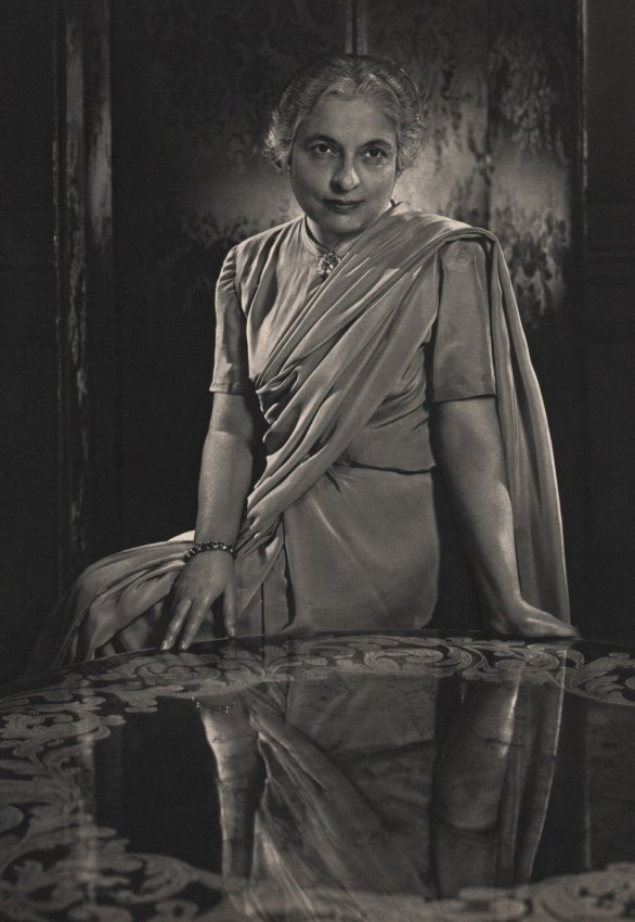 Yousuf Karsh: Madame Ranjit S Pandit: Title: Madame Ranjit S Pandit Artist: Yousuf Karsh Medium: Vintage Sheet-Fed Gravure Date: 1960 Printer: Enschede & Sons, Netherlands Image Size: 9 x 11.5 inches Yousuf Karsh was an Armenian-Canadian 