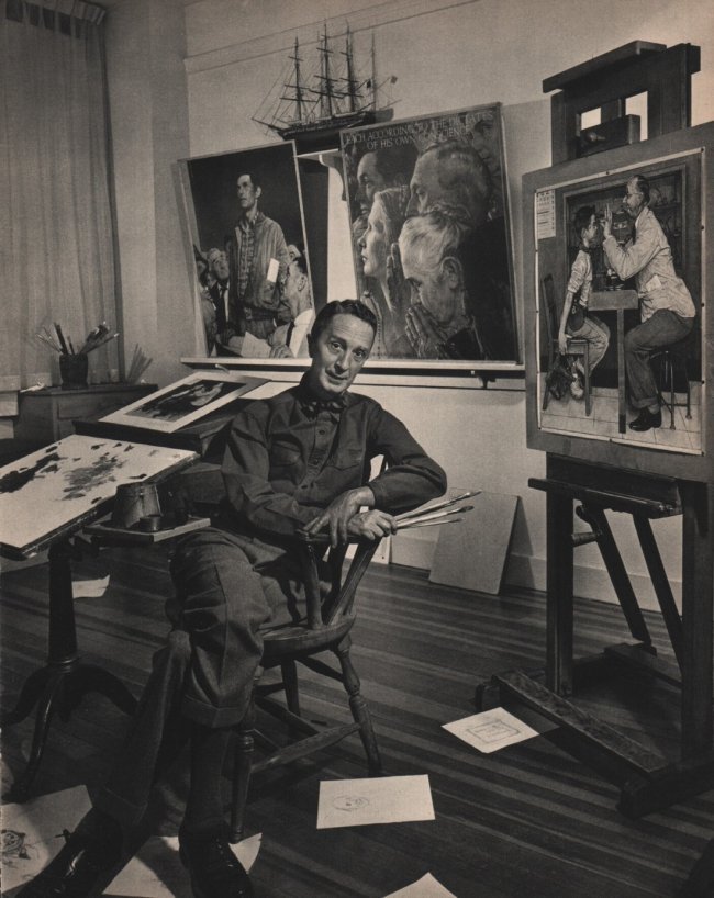 Yousuf Karsh: Norman Rockwell: Title: Norman Rockwell Artist: Yousuf Karsh Medium: Vintage Sheet-Fed Gravure Date: 1960 Printer: Enschede & Sons, Netherlands Image Size: 9 x 11.5 inches Yousuf Karsh was an Armenian-Canadian photogr