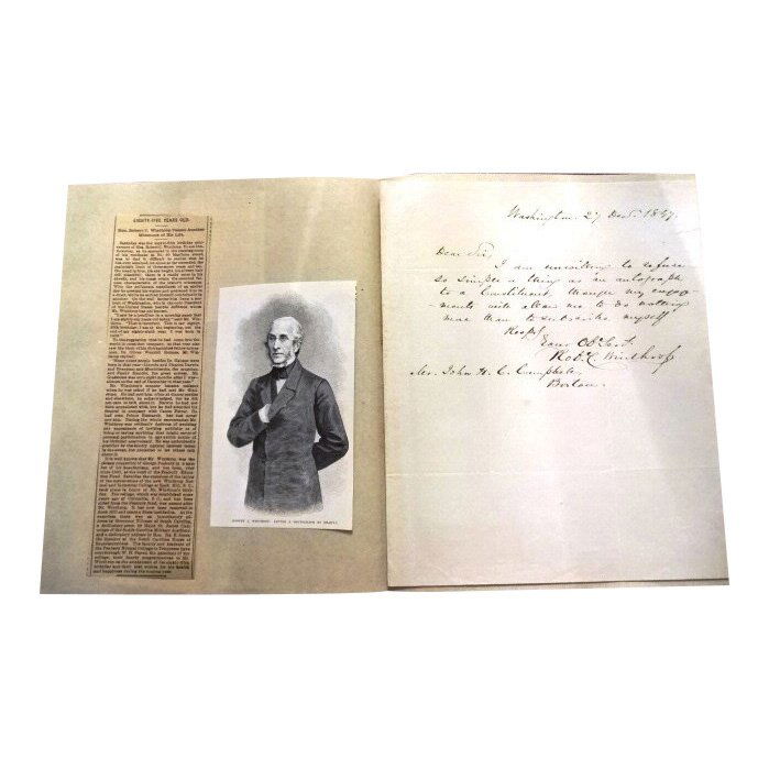 Signed Letter of Robert Winthrop, Speaker of the House (1 of 2)