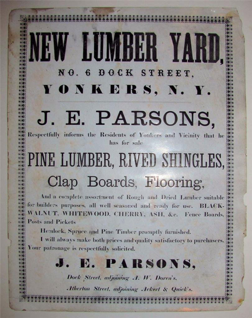 Antique Advertising Broadside New Lumber Yard, 1865 (1 of 2)