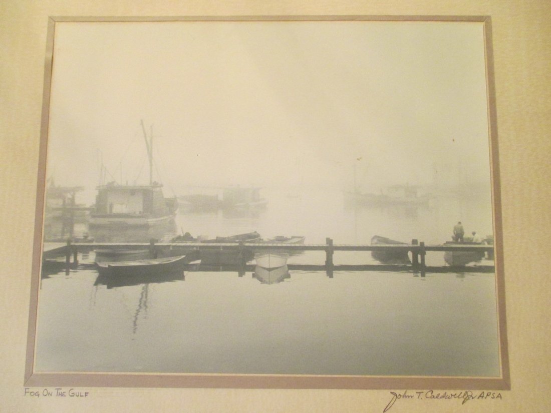 John T. Caldwell Jr: Fog on the Gulf: Photo Title: Fog on the Gulf Photographer: John T. Caldwell Jr. Size: 11 x 13.75 inches Medium: Original photograph Caldwell was a well known photographer In Jackson Miss. He was a member of APSA. His