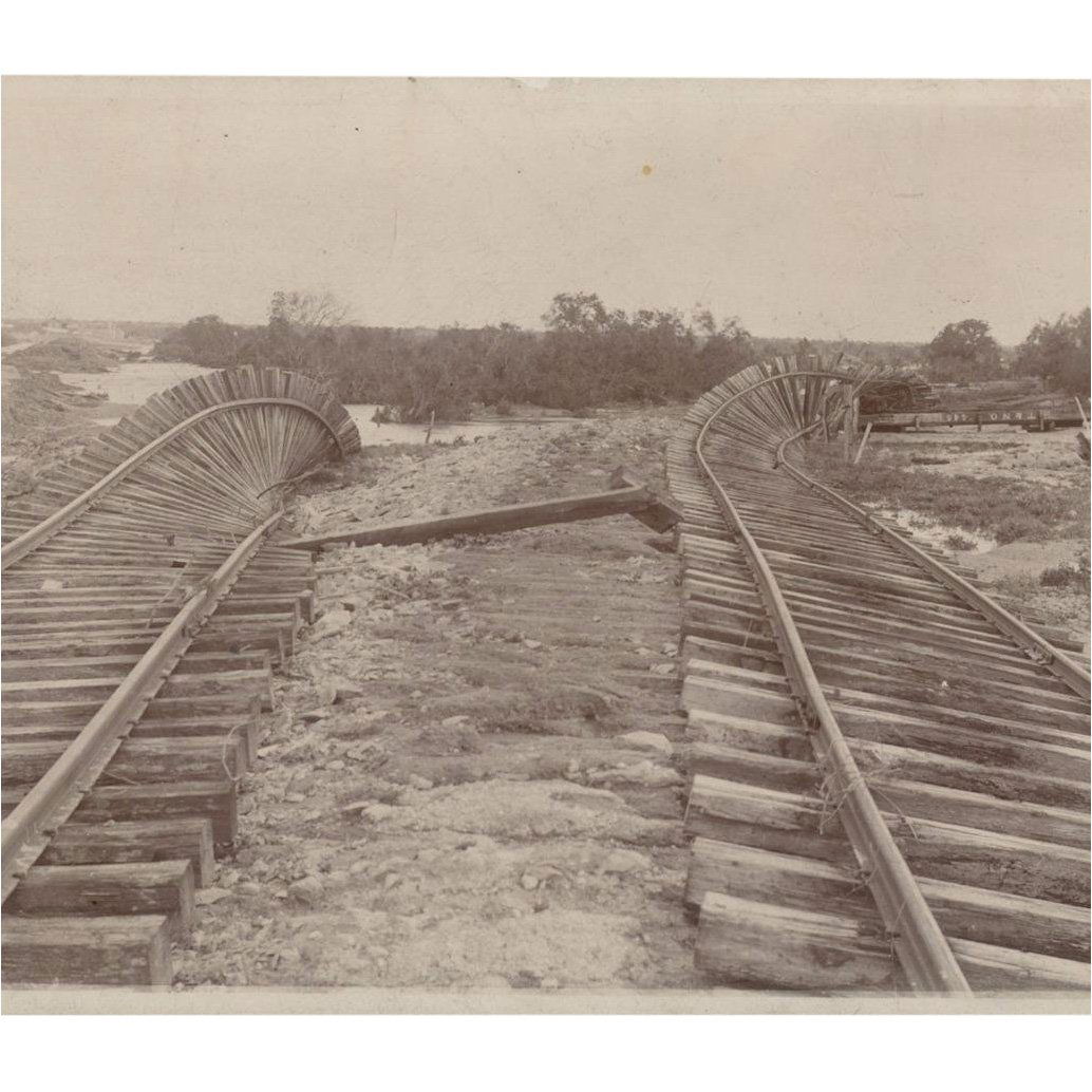 Texas New Orleans Damaged Railroad Tracks Photo, 1900 (1 of 3)