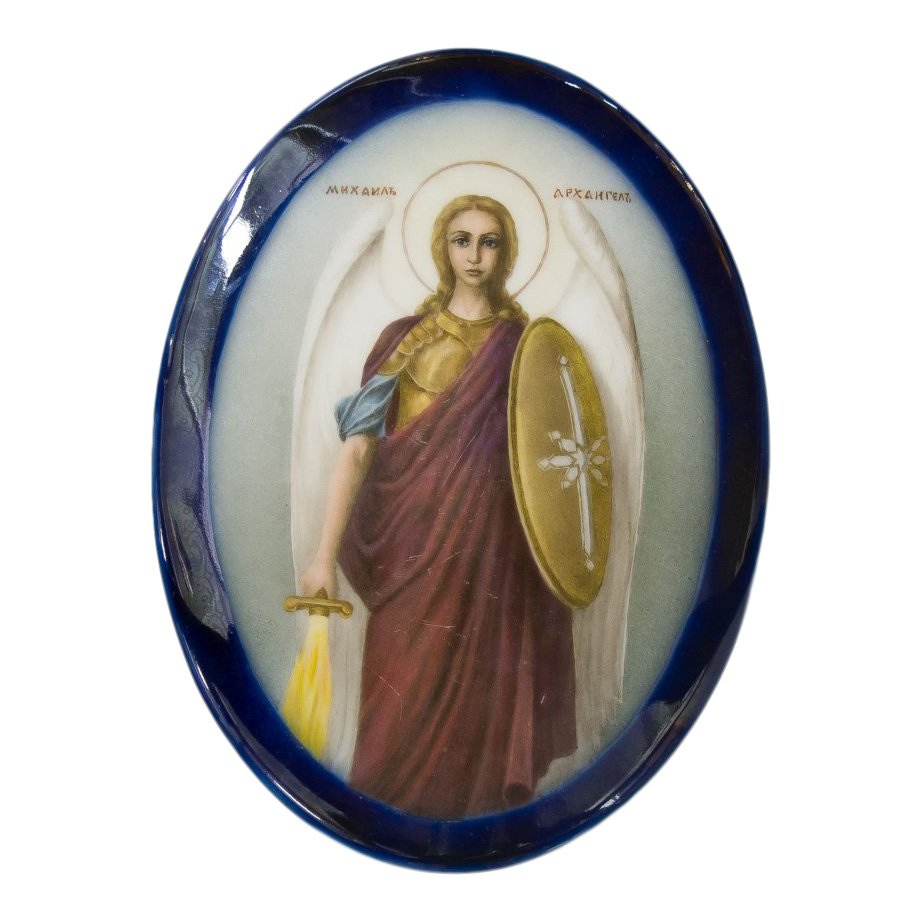 19th C Russian Icon Porcelain Archangel Michael (1 of 1)
