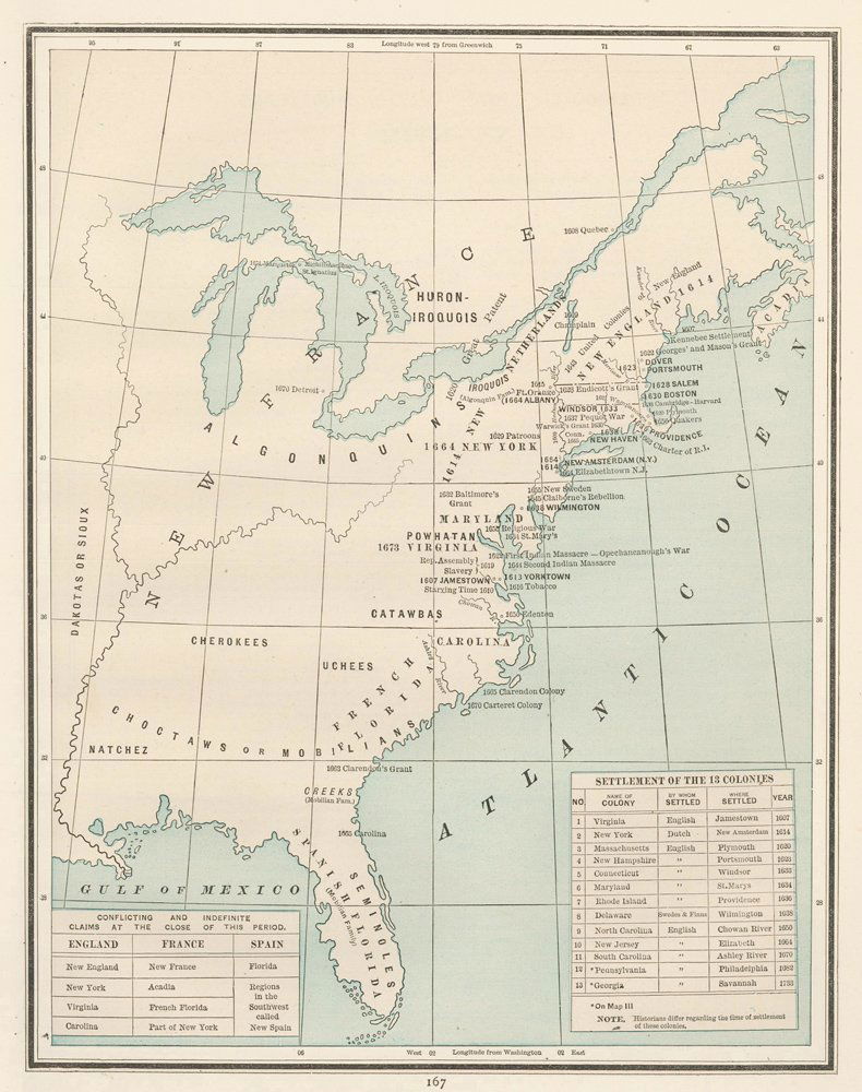 George Cram: Settlement of the 13 Colonies 1889 (1 of 1)