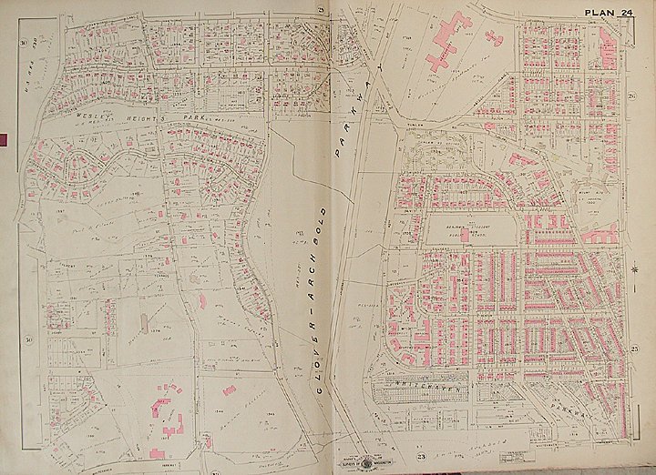 Baist's Real Estate Atlas Survey: 24 Washington DC 1945: Baist's Real Estate Atlas of Surveys of Washington, District of Columbia. Vol. 3. Plate 24. (Glover Park) Maker: R Baist Publishing: R. H. Baist, Philadelphia Date: 1945 Medium: Color lithograph Size: