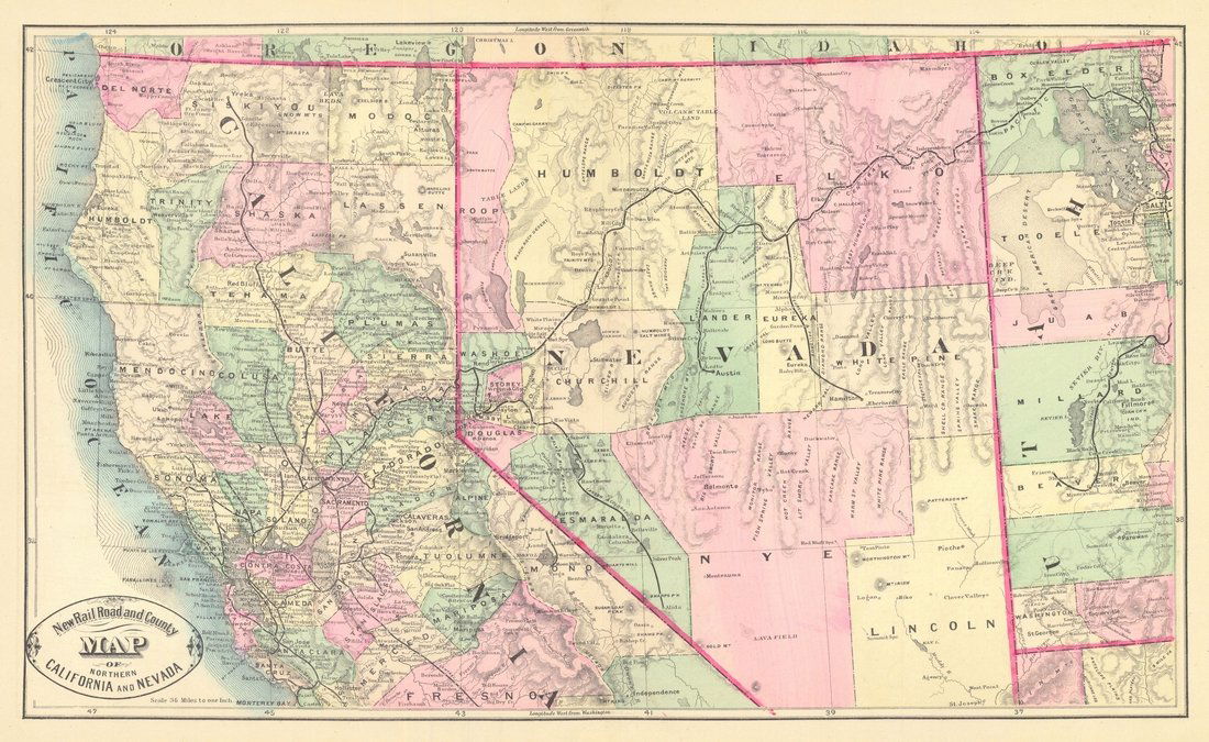 George Cram: New Railroad of California & Nevada 1882 (1 of 1)