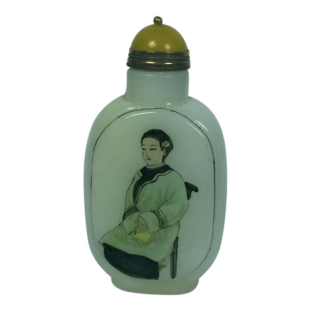 Three Painted White Agate Snuff Bottles (1 of 6)