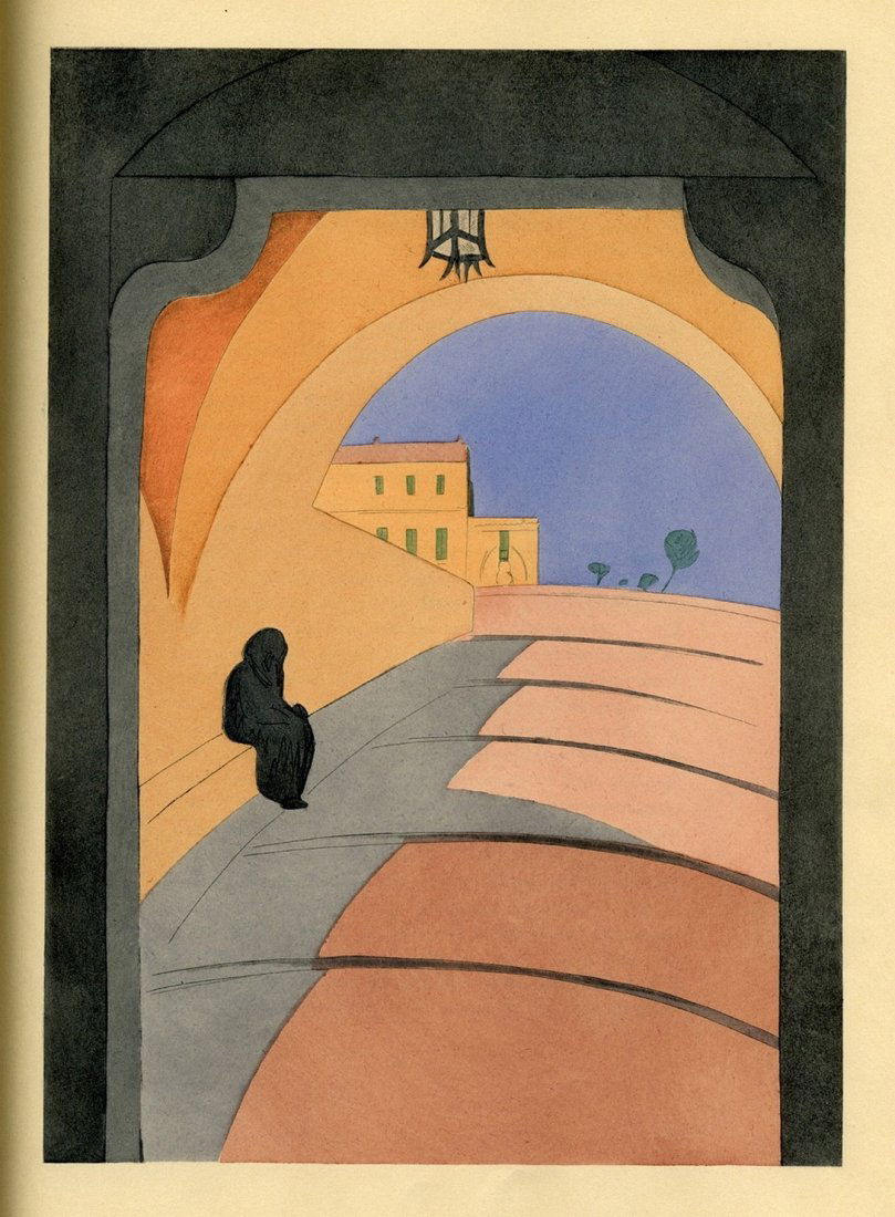 Augusta Rathbone: French Riviera Village Pochoir (1 of 1)