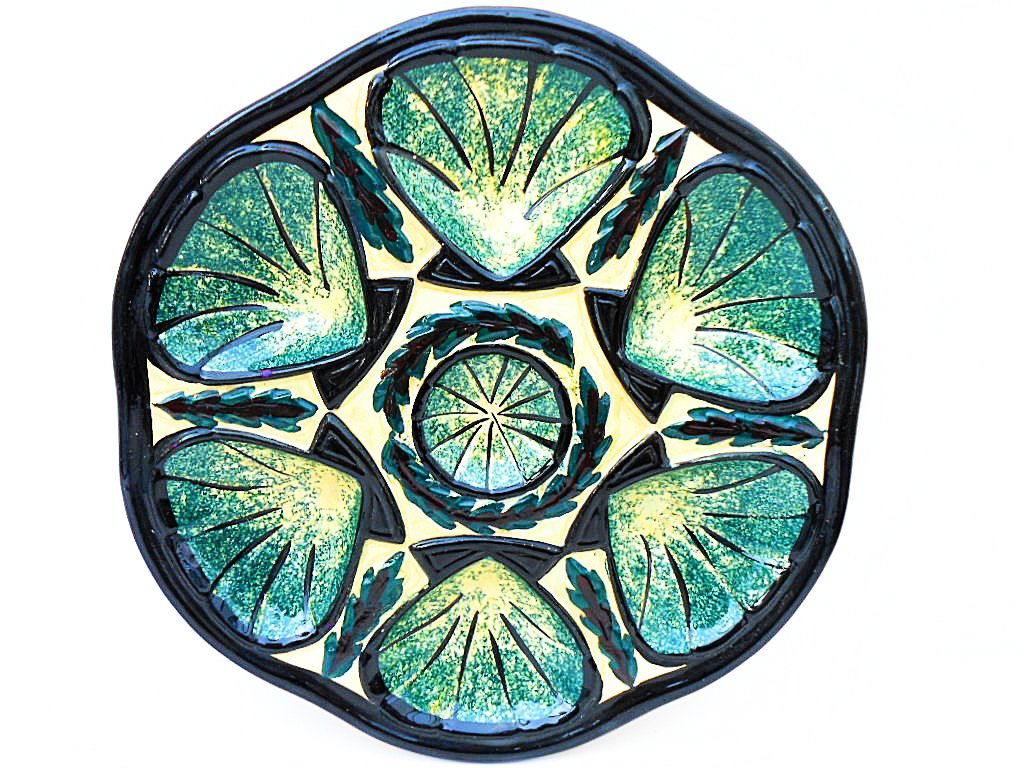 French St. Jean de Bretagne Majolica Oyster Plate (1 of 5)