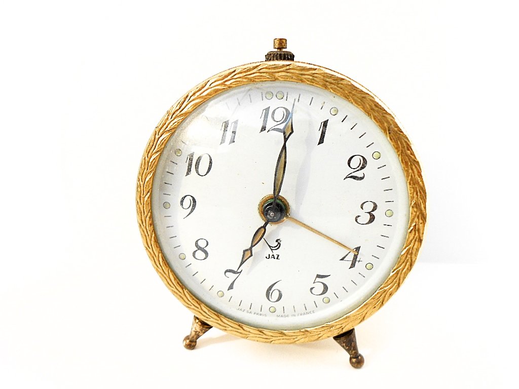 French Jaz Gold Tone Mid Century Alarm Clock (1 of 7)