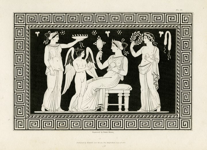 Henry Moses: Moses Vases Pl 10, 1820: Print Title: Moses Vases, Plate 10 Artist: Henry Moses Date: 1819-20 Medium: Copper engraving Size: 4 7/8 x 7 1/4 inches (123 x 185 mm) Printed for Priestly & Weale Publisher: Rodwell & Martin, London