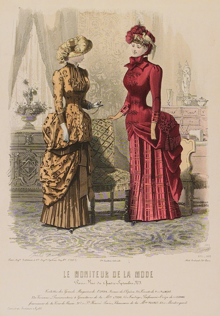 Le Moniteur de la Mode. No. 2, 1883: Print Title: Le Moniteur de la Mode. No. 2 Artist: Jules David Date: 1883 Medium: Hand colored engraving Size: 10.5 x 8.5 inches (268 x 220 mm) From: "Le Moniteur de la Mode" Publisher: Abel Goubaud, 