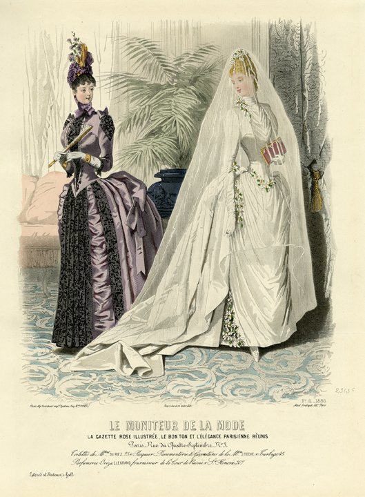Le Moniteur de la Mode. No. 41, 1886: Print Title: Le Moniteur de la Mode. No. 41 Artist: Jules David Date: 1886 Medium: Hand colored engraving Size: 10.5 x 8.5 inches (268 x 220 mm) From: "Le Moniteur de la Mode" Publisher: Abel Goubaud,