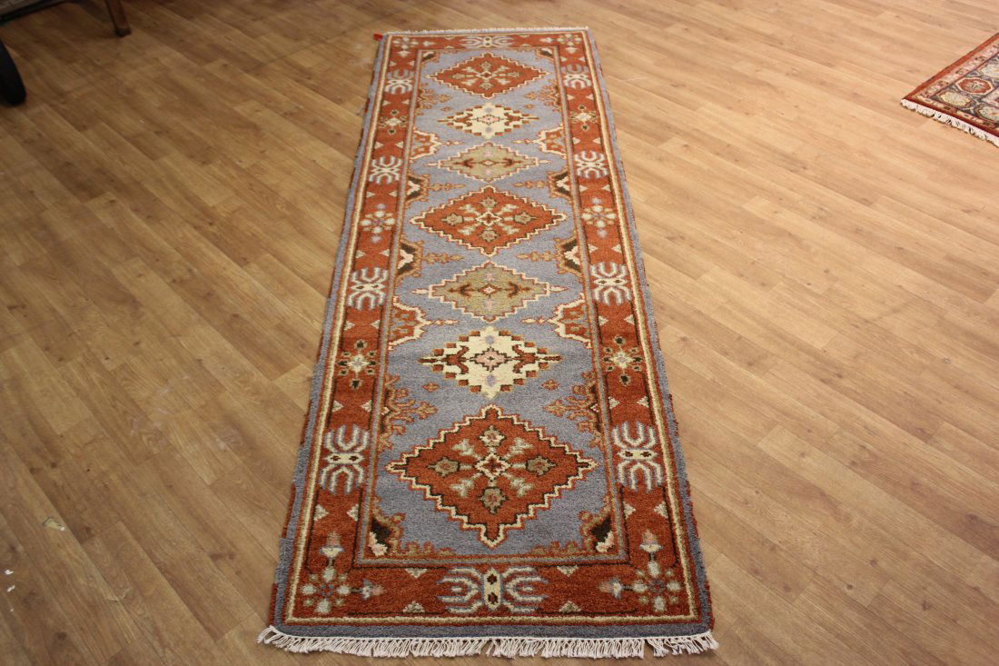 Handmade Wool Geometric Kazak Runner 2.7x7.9 (1 of 5)