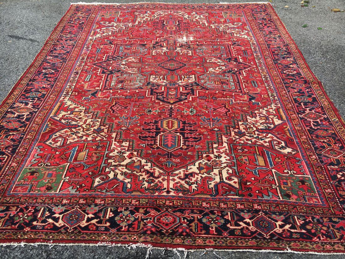 Antique Handwoven Heriz Wool Persian Rug 8.8x11.6 (1 of 9)