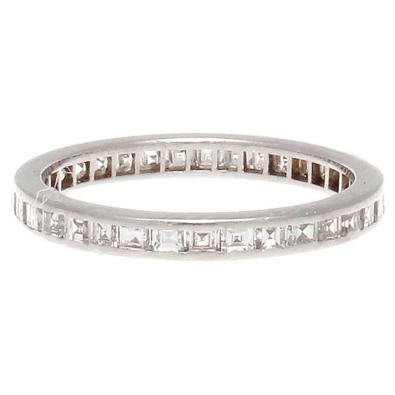 Square Emerald Cut Diamond Platinum Eternity Band Ring (1 of 2)