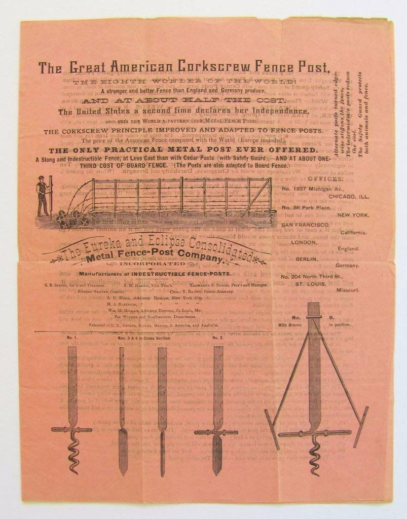 Antique Metal Fence Advertisement Brochure, 1884 (1 of 3)