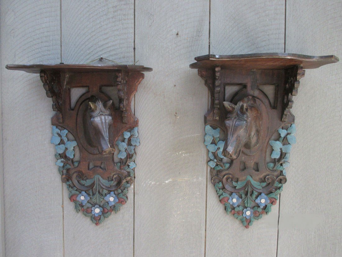 19th C Pair of Carved Wall Shelves (1 of 1)