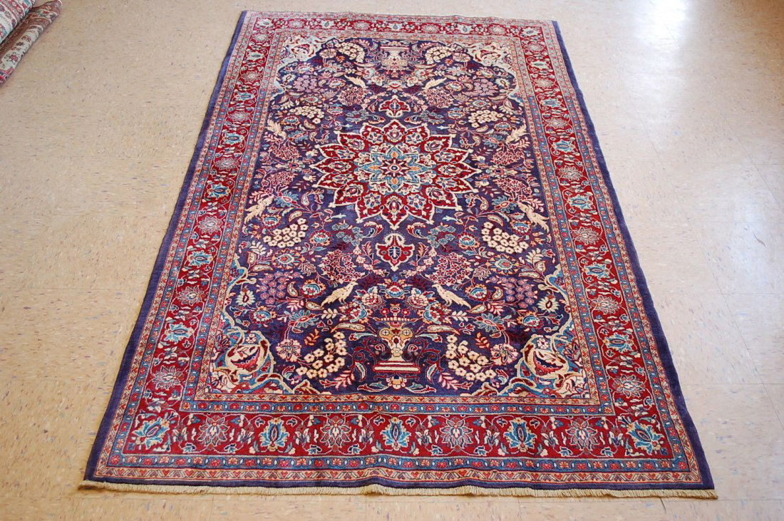 Antique Vase Bird Motif Persian Sarouk Rug 4.3x7.5 (1 of 4)