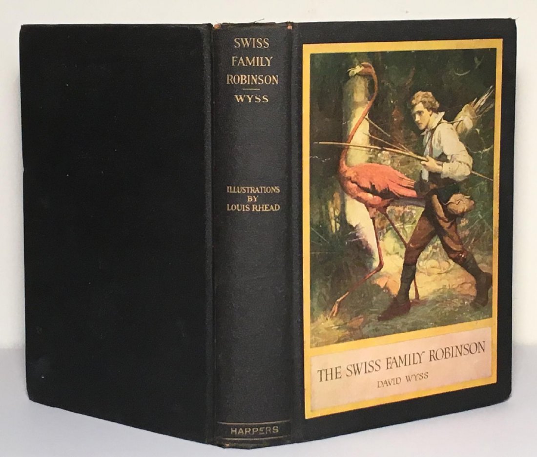 David Wyss: The Swiss Family Robinson: Book: The Swiss Family Robinson Author: David Wyss Illstrator: Louis Rhead Publisher: Harper & Brothers Publication Date: 1909 Binding: Hardcover Book Condition: Good No dust jacket Size: 6.25 x 9 inc