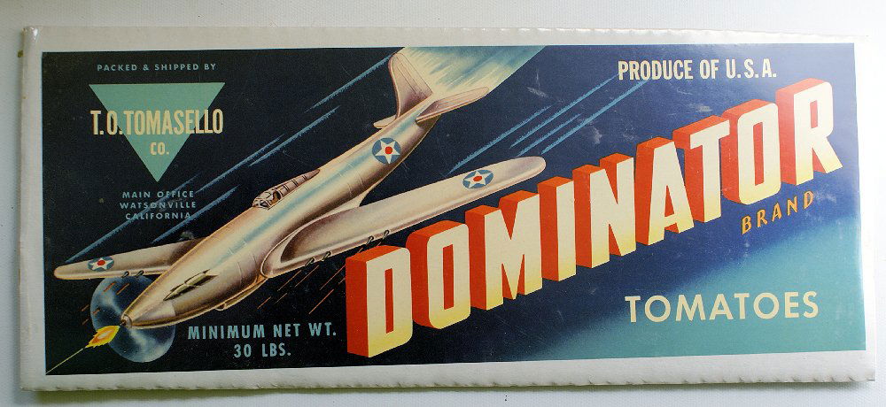 1940's Original DOMINATOR Vegetable Long Crate Label (1 of 1)