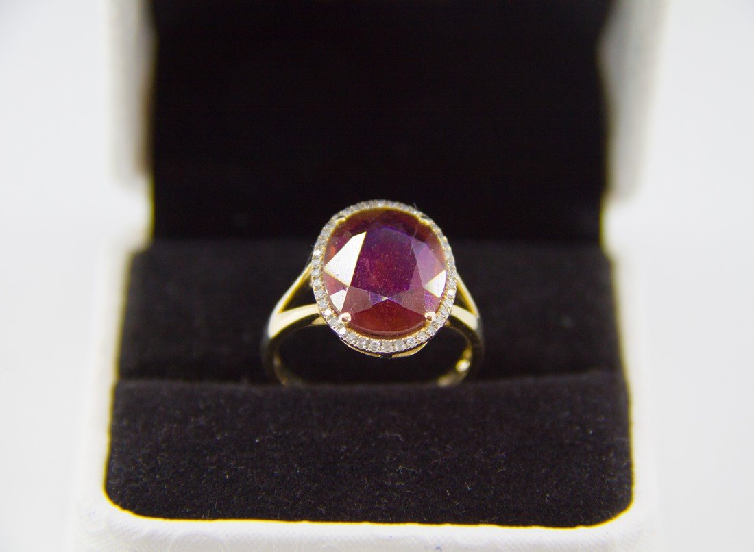 14K Rose Gold Ruby Diamond Ring, 6.5ct (1 of 7)